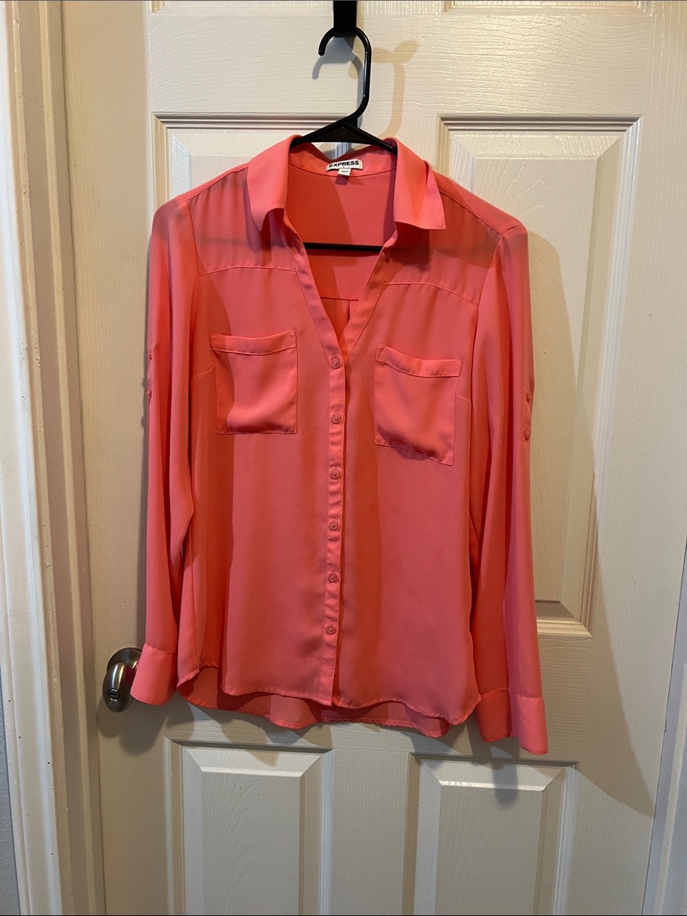 Express Coral Pink Button-Down Shirt